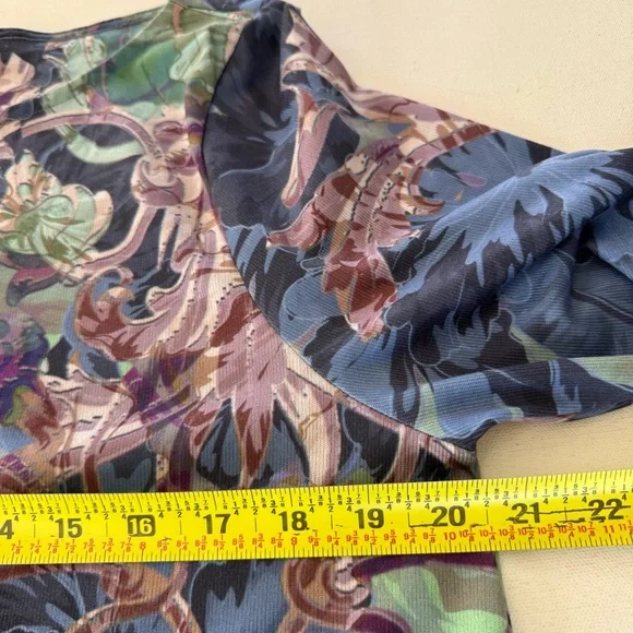 Soft Surroundings Botanical Tuileries 3/4 Sleeve Tunic Womens L Lagenlook Floral - Picture 12 of 12